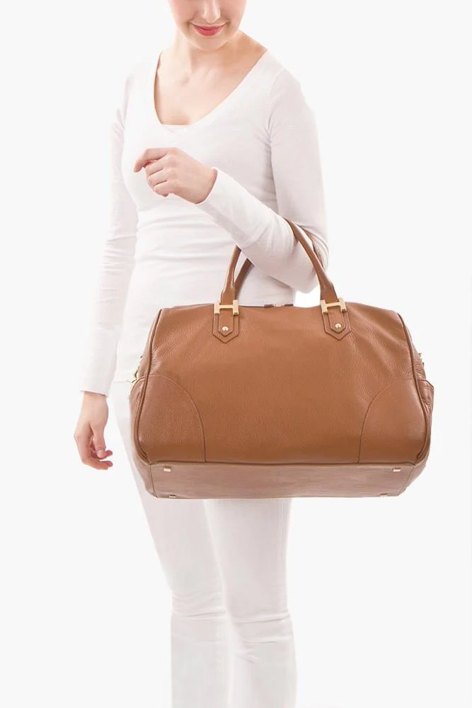 Soho Classic Two-Tone Large Satchel - Bone/Taupe - Image 4